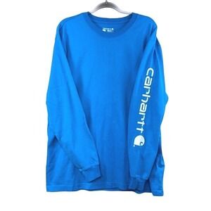 Carhartt Mens Loose Fit Long Sleeve Graphic Logo T-Shirt Blue Large K126